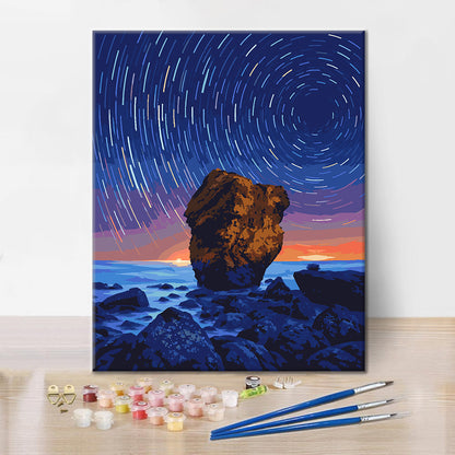 Star Trails Over the Sea - Paint by Numbers