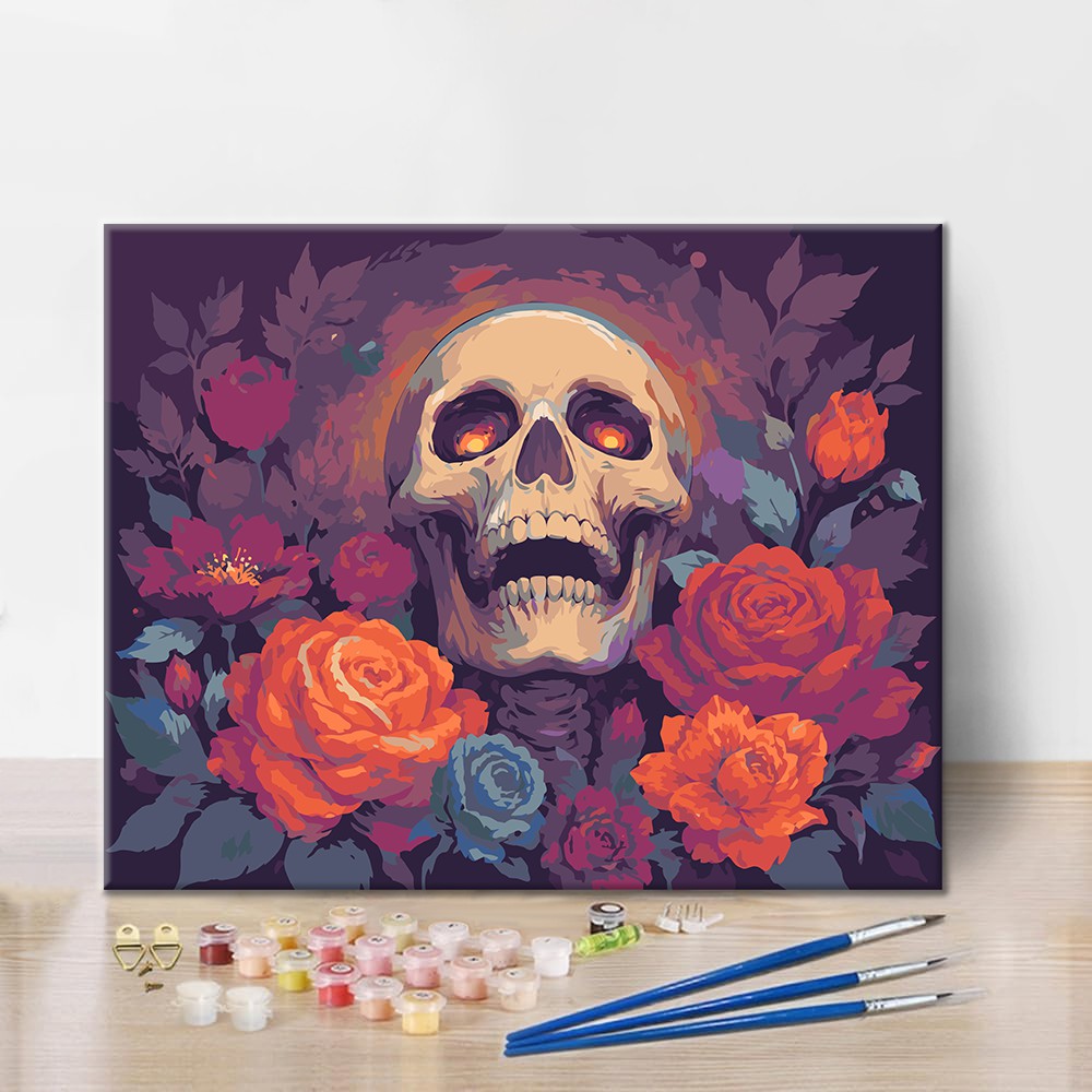 Blooming Skull Garden - Paint by Numbers