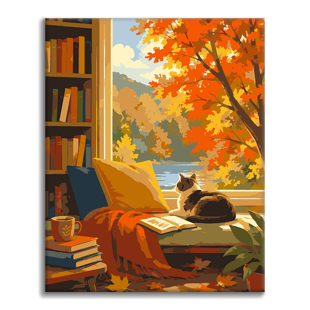 Cat Reading - Paint by Numbers