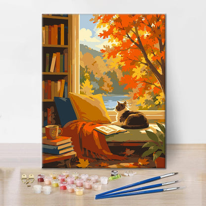Cat Reading - Paint by Numbers