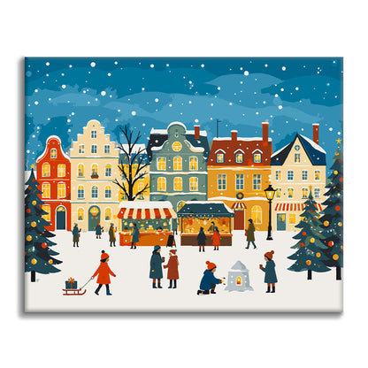 Christmas Market Village - Paint by Numbers