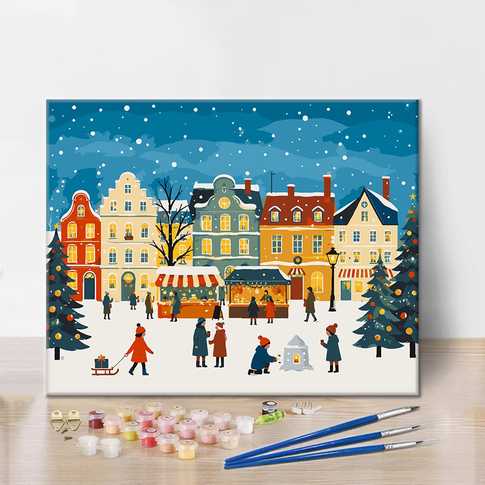 Christmas Market Village - Paint by Numbers