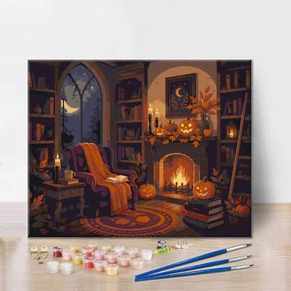 Cozy Halloween Reading Nook - Paint by Numbers