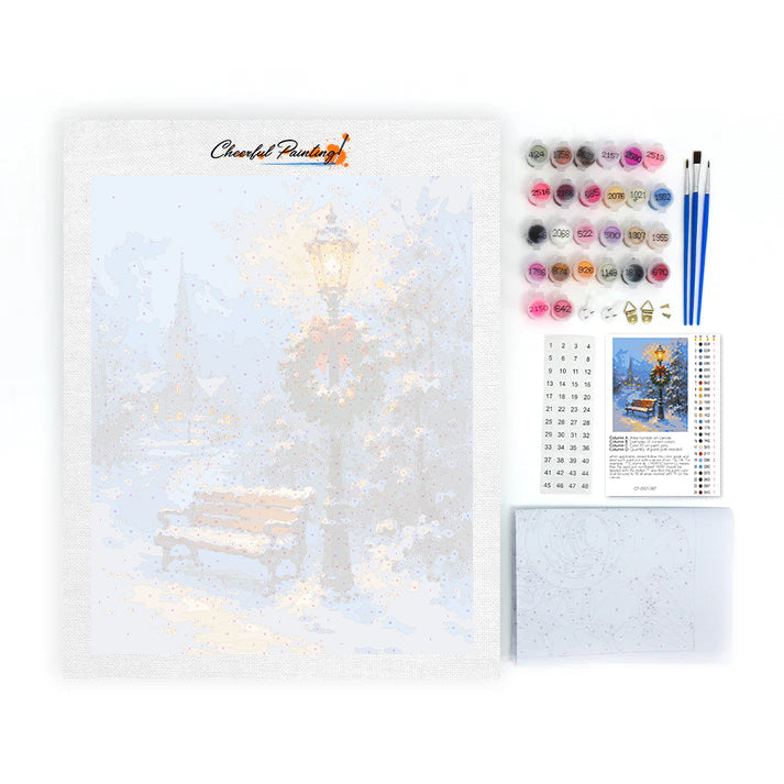 Holiday Lights in Snow - Paint by Numbers
