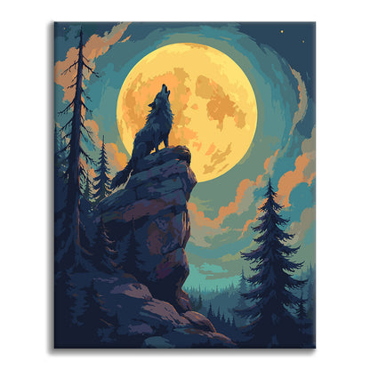 Lone Wolf Moonrise - Paint by Numbers