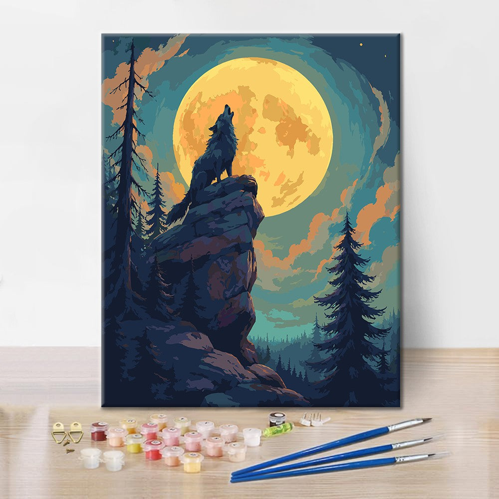 Lone Wolf Moonrise - Paint by Numbers