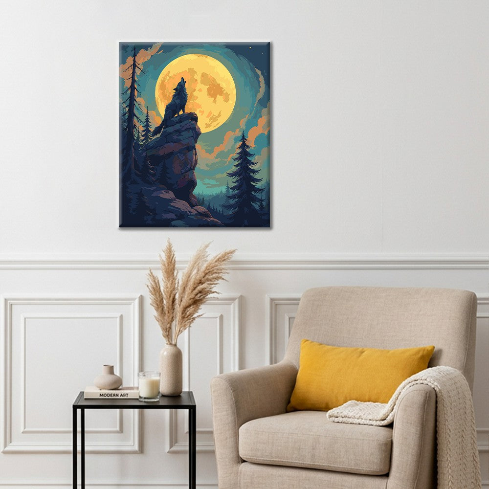 Lone Wolf Moonrise - Paint by Numbers