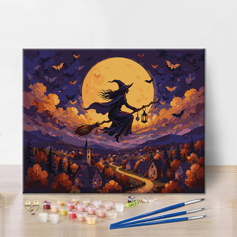 Moonlit Witch Cottage - Paint by Numbers