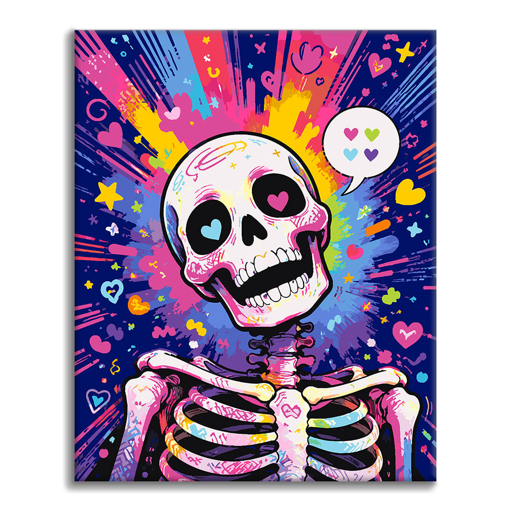 Neon Love Skull - Paint by Numbers