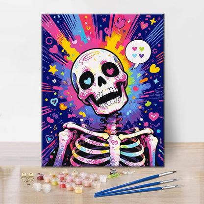 Neon Love Skull - Paint by Numbers