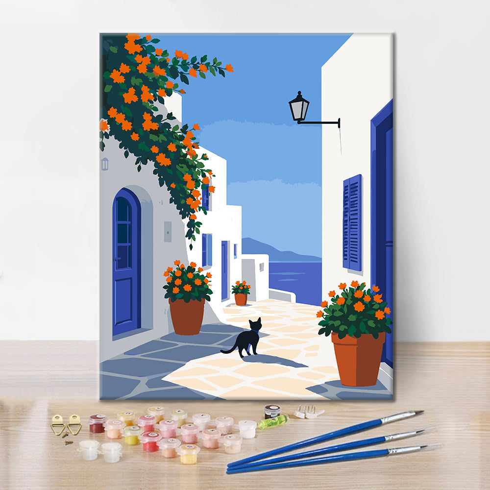 Santorini Stroll - Paint by Numbers