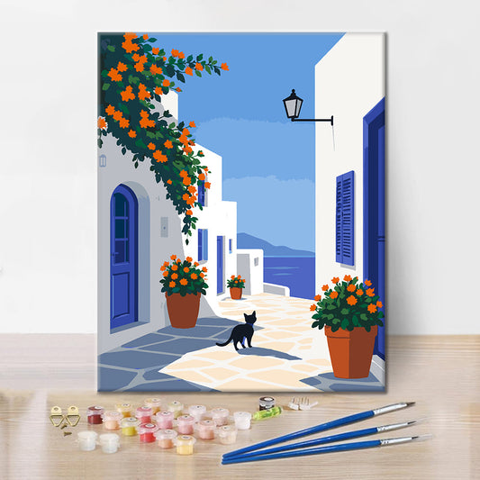 Santorini Stroll - Paint by Numbers
