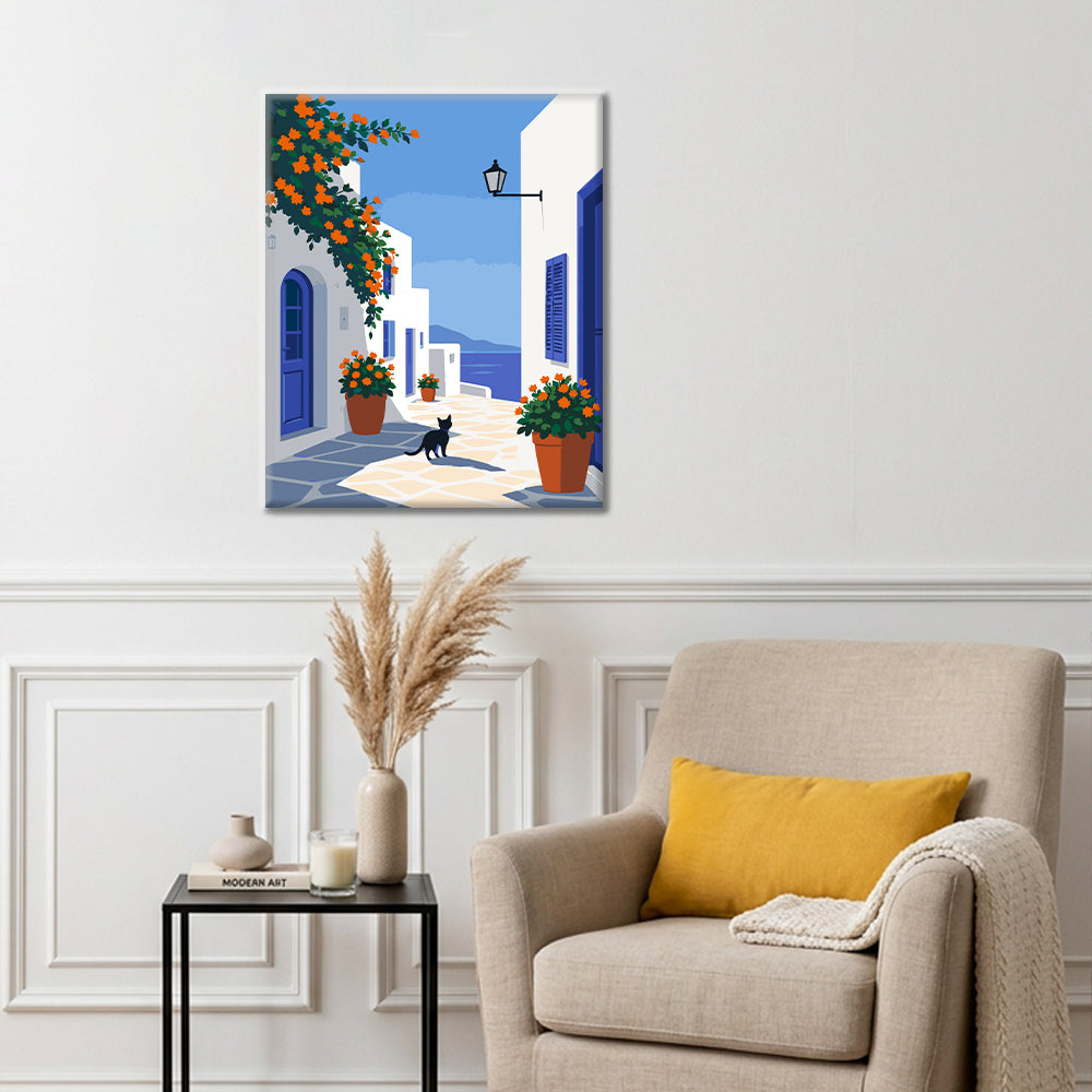 Santorini Stroll - Paint by Numbers