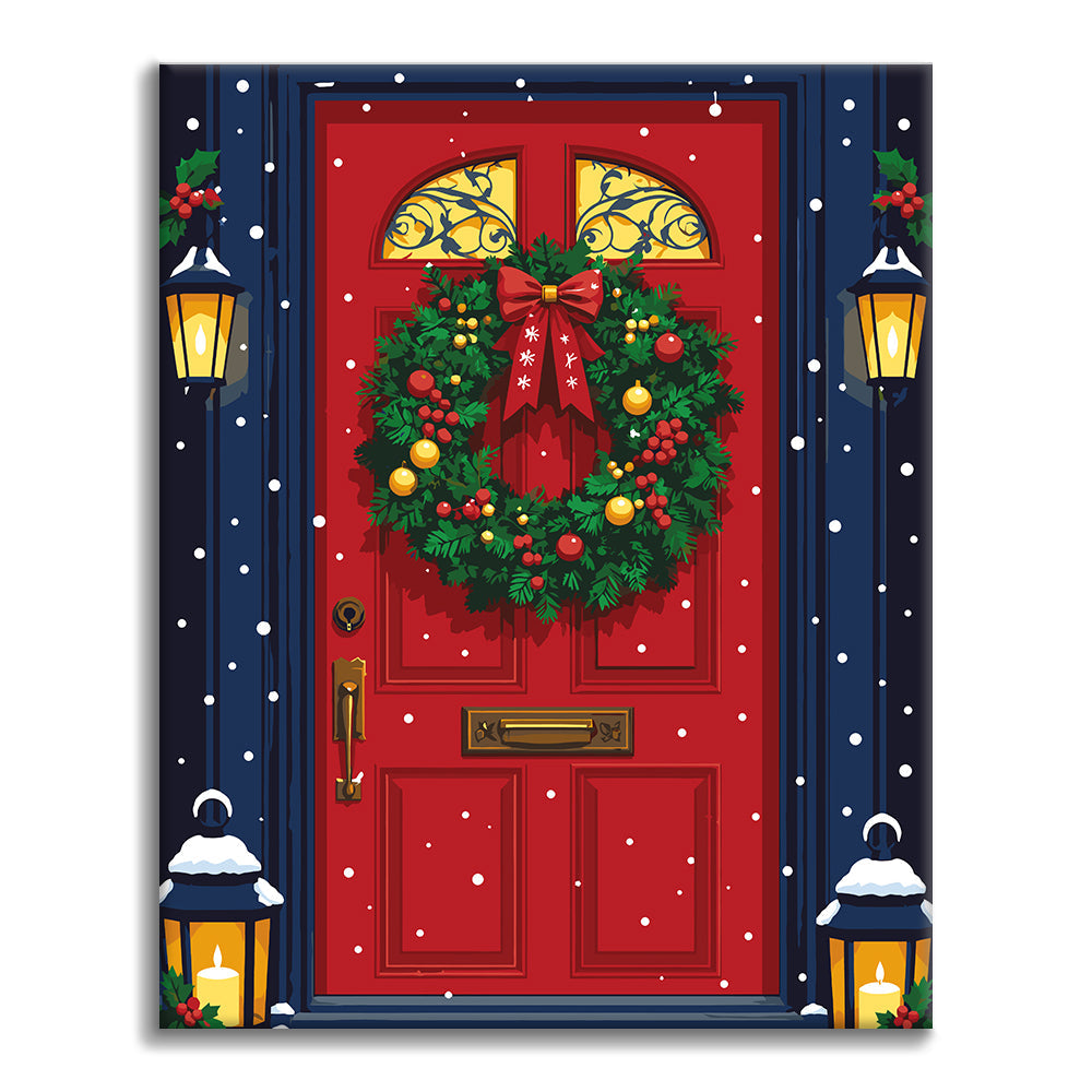 Snowy Christmas Door - Paint by Numbers