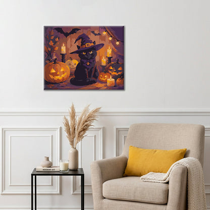 Witch & Black Cat Forest - Paint by Numbers