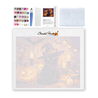 Witch & Black Cat Forest - Paint by Numbers