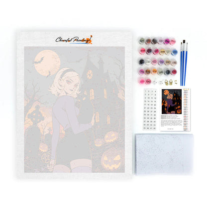 Witch & Black Cat - Paint by Numbers