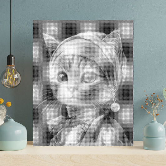 Cat with Pearl Earring - Dot Painting