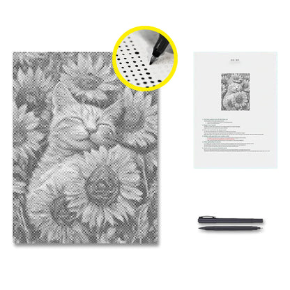 Cat with Sunflowers - Dot Painting