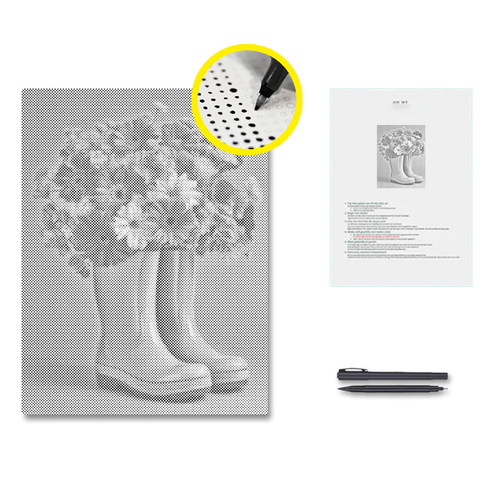 Rain Boots Flowers - Dot Painting