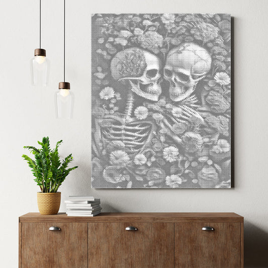 Skeleton Sea Of Flowers - Dot Painting