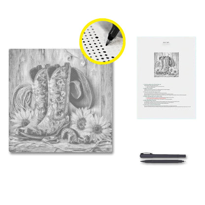 Western Cowboy Gear with Sunflowers - Dot Painting