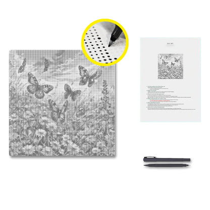 Butterfly In The Flowers - Dot Painting