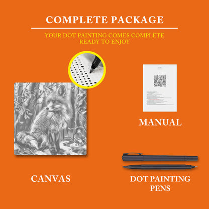 Fox In A Snowy Forest - Dot Painting