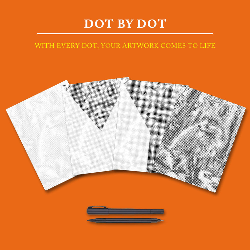 Fox In A Snowy Forest - Dot Painting