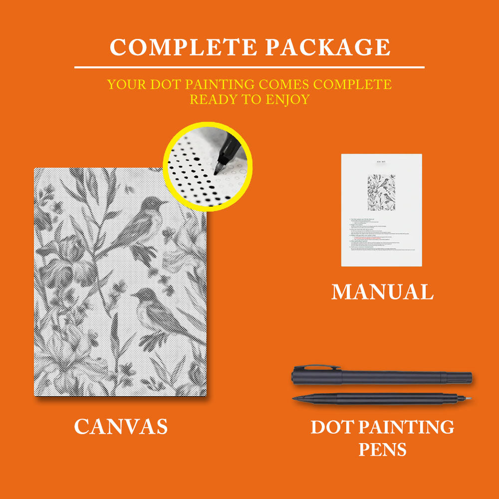 Bluebird and Iris - Dot Painting