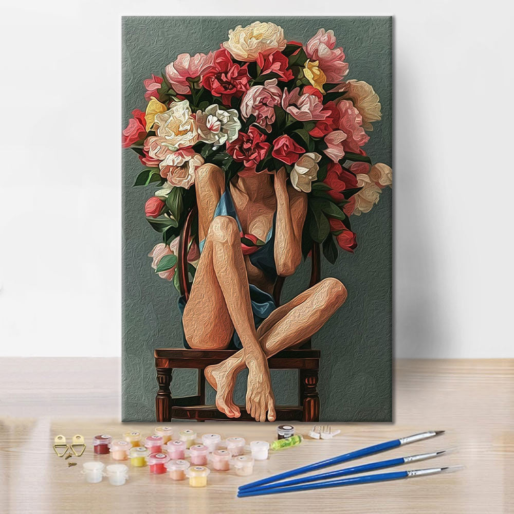 Fille aux fleurs - Peinture par numéros