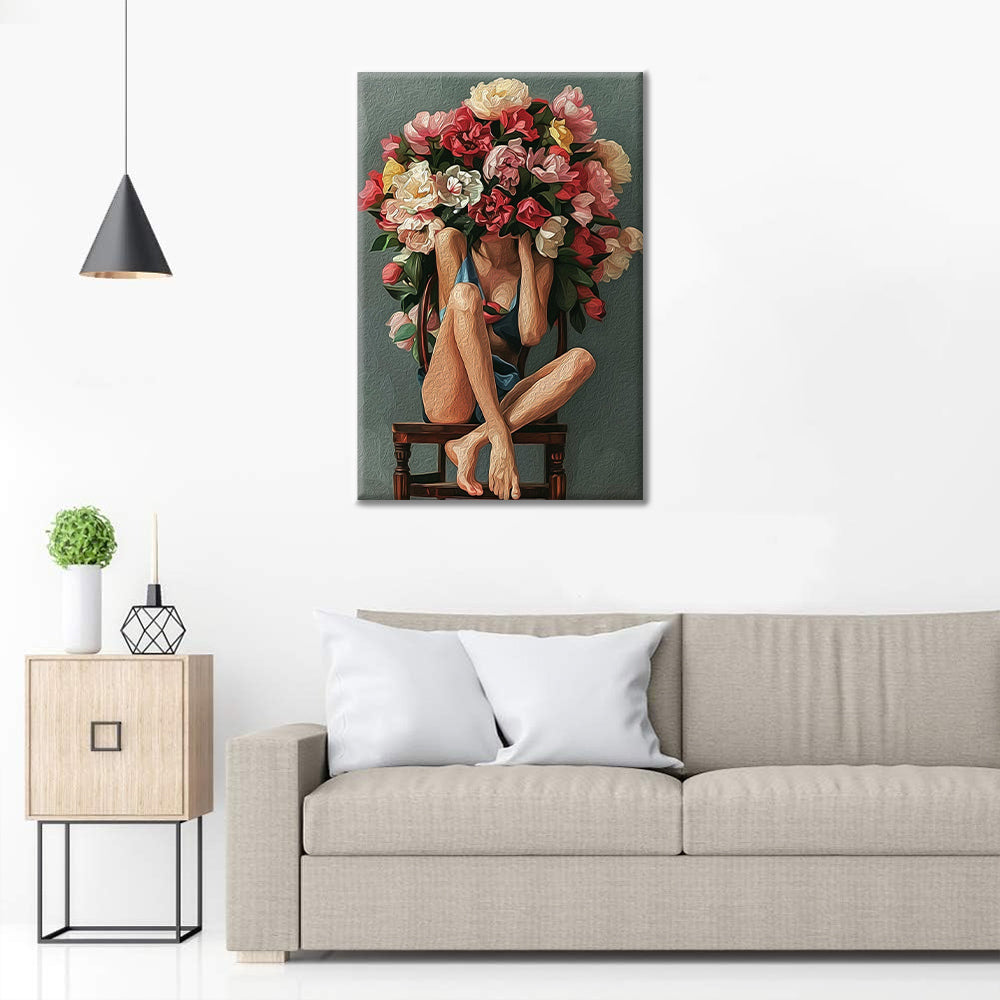 Fille aux fleurs - Peinture par numéros