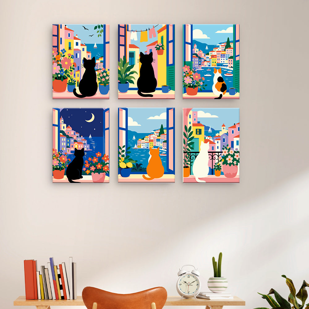 Cats at Mediterranean Windows