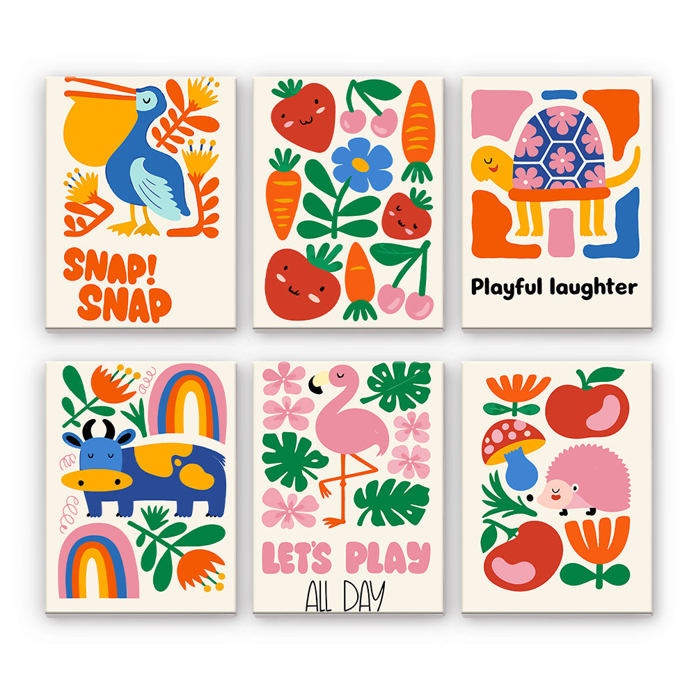 Playful Animals and Flowers