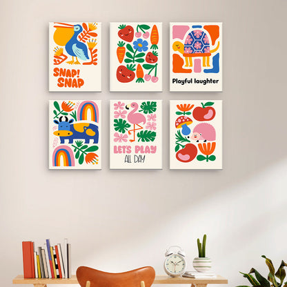 Playful Animals and Flowers