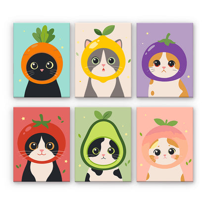 Cats in Fruit Costumes