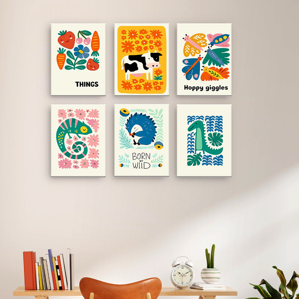 Playful Farm Animals and Flowers