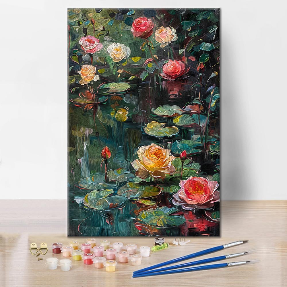 Roses et nénuphars - Peinture par numéros