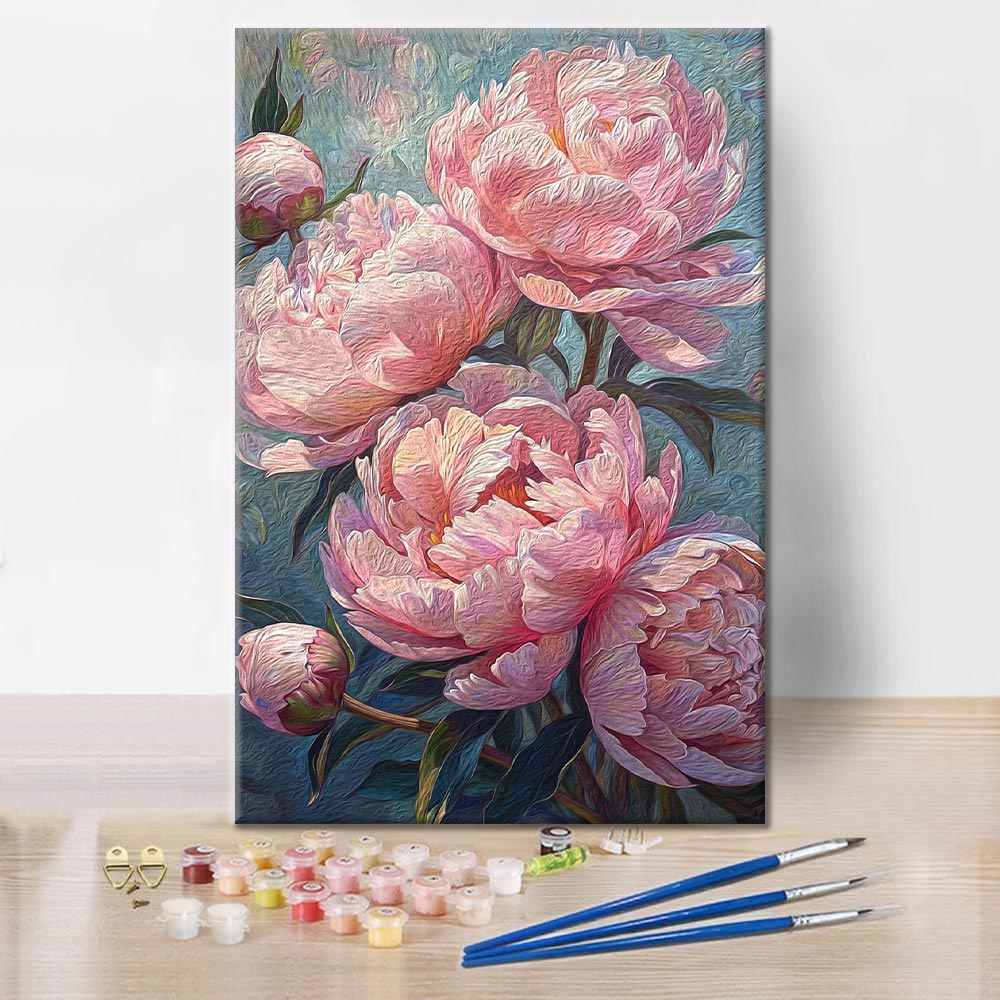 Pivoines roses - Peinture par numéros